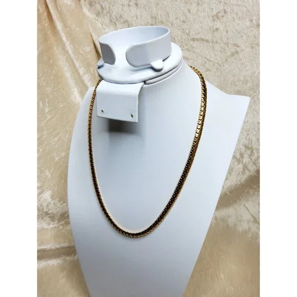 vintage unisex gold tone heavy snake chain chocker necklace - Picture 3 of 5